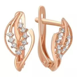 Серьги с фианитами из красного золота 375 пробы