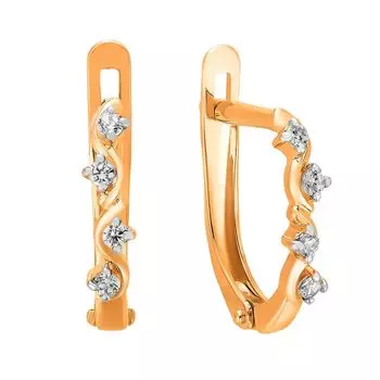 Серьги с фианитами из красного золота 375 пробы