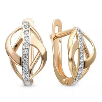 Серьги с фианитами из красного золота 375 пробы