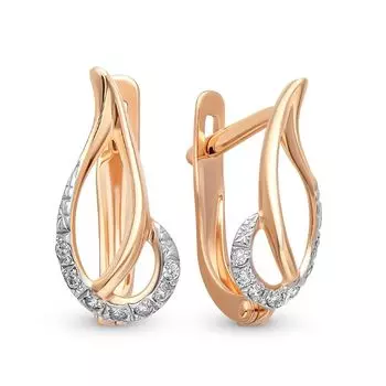 Серьги с фианитами из красного золота 375 пробы