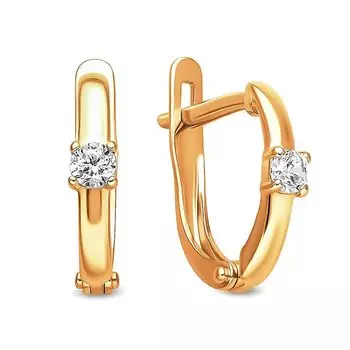 Серьги с фианитами из красного золота 375 пробы