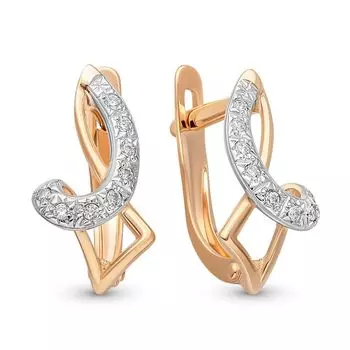 Серьги с фианитами из красного золота 375 пробы
