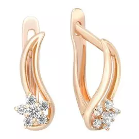 Серьги с фианитами из красного золота 375 пробы