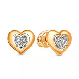 Серьги с фианитами из красного золота 375 пробы