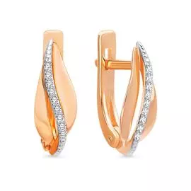 Серьги с фианитами из красного золота 375 пробы