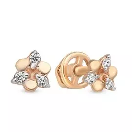 Серьги с фианитами из красного золота 375 пробы