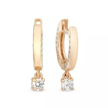 Серьги с фианитами из красного золота 585 пробы