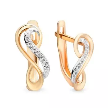 Серьги с фианитами из красного золота 585 пробы