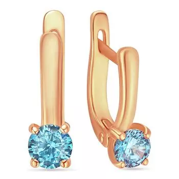 Серьги с фианитами из красного золота 585 пробы