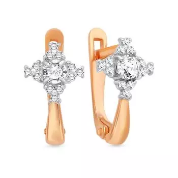 Серьги с фианитами из красного золота 585 пробы