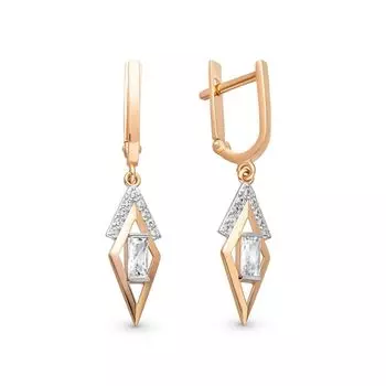 Серьги с фианитами из красного золота 585 пробы