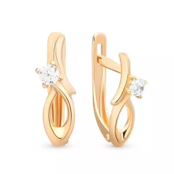 Серьги с фианитами из красного золота 585 пробы
