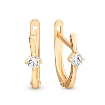 Серьги с фианитами из красного золота 585 пробы