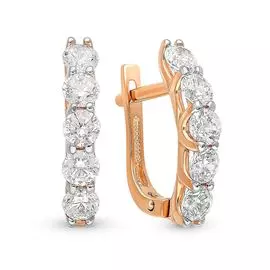 Серьги с фианитами из красного золота 585 пробы