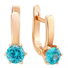 Серьги с фианитами из красного золота 585 пробы