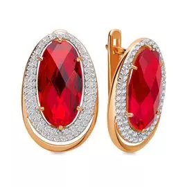Серьги с фианитами из красного золота 585 пробы