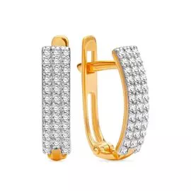 Серьги с фианитами из красного золота 585 пробы