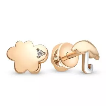 Серьги с фианитом из красного золота 375 пробы