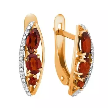 Серьги с гранатами из красного золота 375 пробы