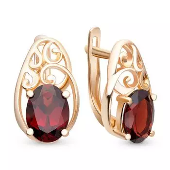 Серьги с гранатами из красного золота 585 пробы