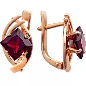 Серьги с гранатами из красного золота 585 пробы