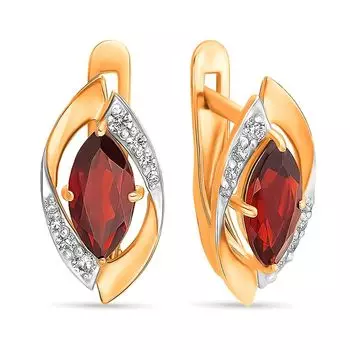 Серьги с гранатами из красного золота 585 пробы