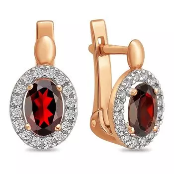Серьги с гранатами из красного золота 585 пробы