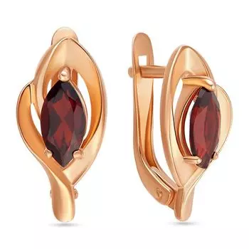 Серьги с гранатами из красного золота 585 пробы