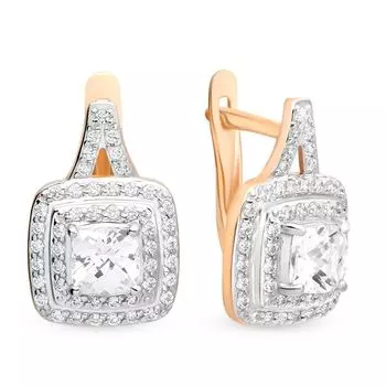 Серьги с кристаллами cваровски из красного золота 585 пробы