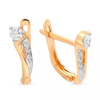 Серьги с кристаллами cваровски из красного золота 585 пробы