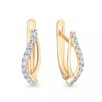 Серьги с кристаллами cваровски из красного золота 585 пробы