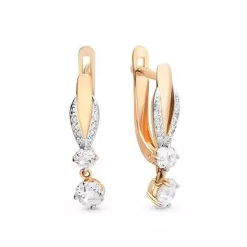 Серьги с кристаллами cваровски из красного золота 585 пробы