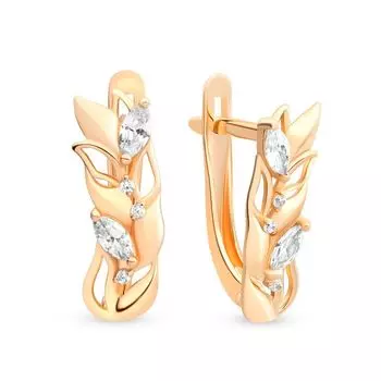 Серьги с кристаллами cваровски из красного золота 585 пробы