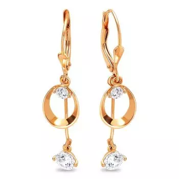 Серьги с кристаллами cваровски из красного золота 585 пробы