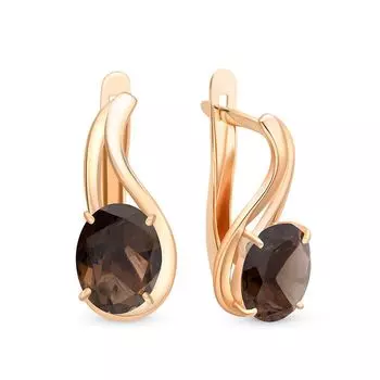 Серьги с раух-топазами из красного золота 585 пробы