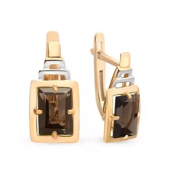 Серьги с раух-топазами из красного золота 585 пробы