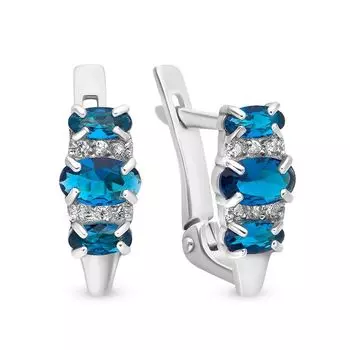 Серьги с сапфиром и бриллиантами из белого золота 585 пробы