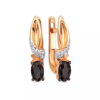 Серьги с сапфиром и бриллиантами из красного золота 585 пробы