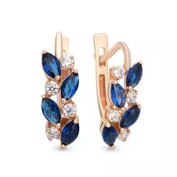 Серьги с сапфиром и бриллиантами из красного золота 585 пробы