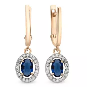 Серьги с сапфиром и бриллиантами из красного золота 585 пробы