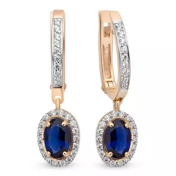 Серьги с сапфиром и бриллиантами из красного золота 585 пробы