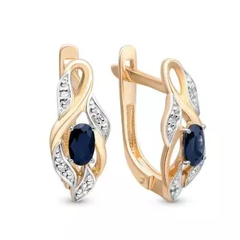 Серьги с сапфиром и бриллиантами из красного золота 585 пробы