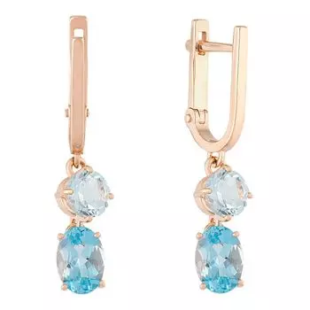 Серьги с топазами из красного золота 375 пробы