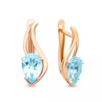 Серьги с топазами из красного золота 585 пробы