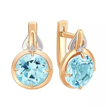 Серьги с топазами из красного золота 585 пробы