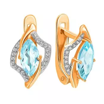Серьги с топазами из красного золота 585 пробы