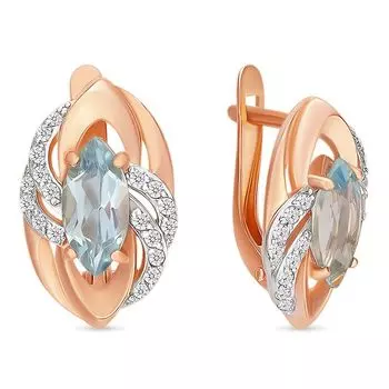Серьги с топазами из красного золота 585 пробы