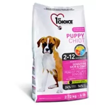 1st Choice Puppy Sensitive Skin & Coat / Сухой корм Фёст Чойс для Щенков с Чувствительной кожей и шерстью Ягненок Рыба коричневый Рис