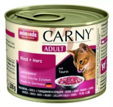 Animonda Carny Adult / Консервы Анимонда для кошек с Говядиной и Сердцем (цена за упаковку)