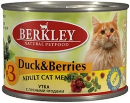Berkley №3 Adult Duck &amp; Berries / Консервы Беркли для кошек Утка с лесными ягодами (цена за упаковку)